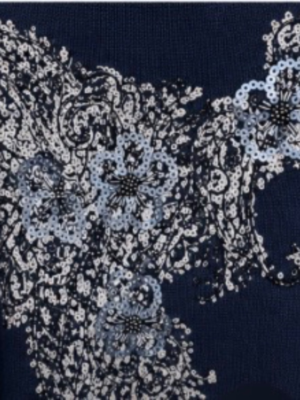 Alfred Dunner Navy Blue Embellished Sweater Women's XL Floral Sequin Beaded Knit - Picture 3 of 6
